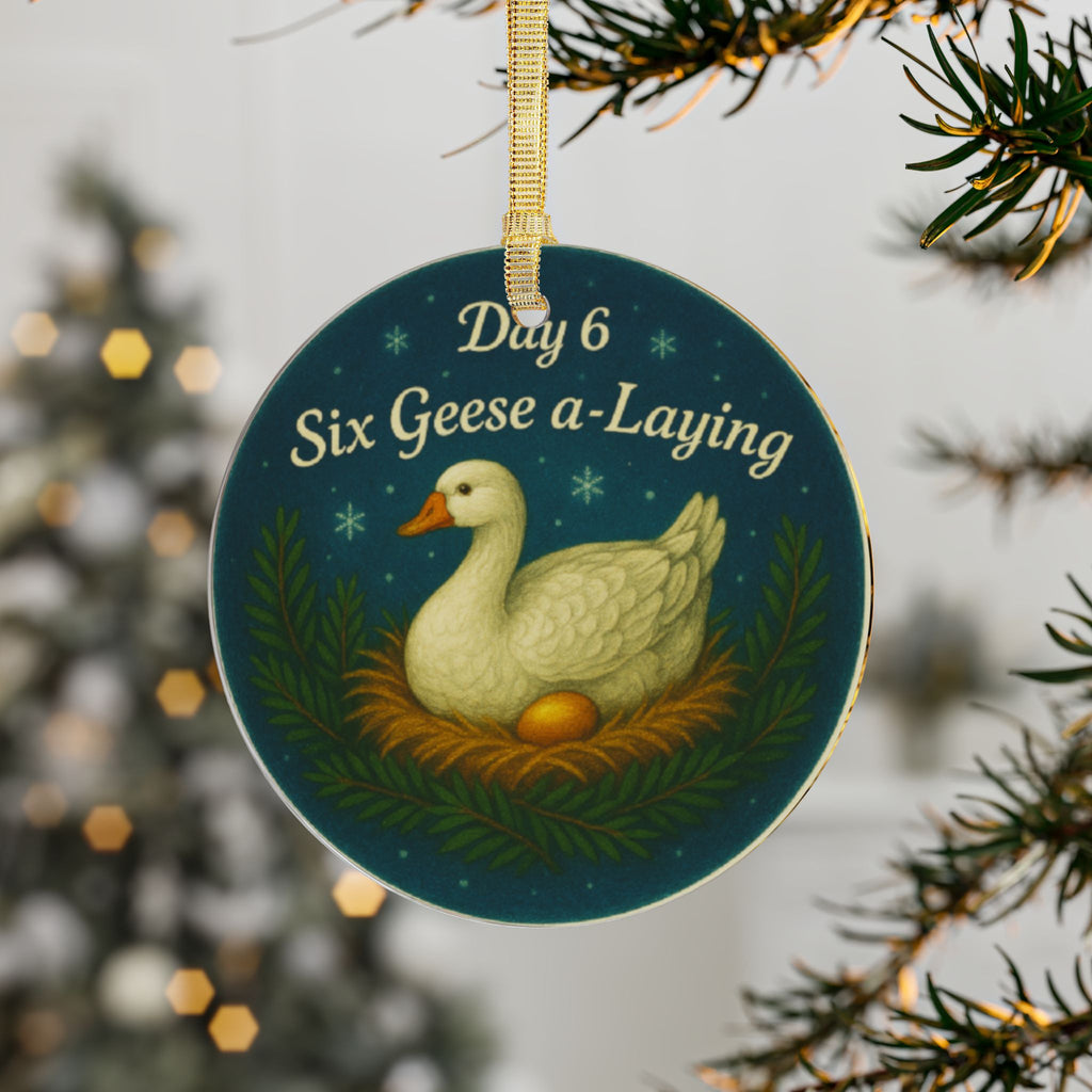 Six Geese a-Laying Ornament | Acrylic Christmas Tree Decoration | 12 Days of Christmas Ornament | Holiday Keepsake Gift & Festive Home Décor