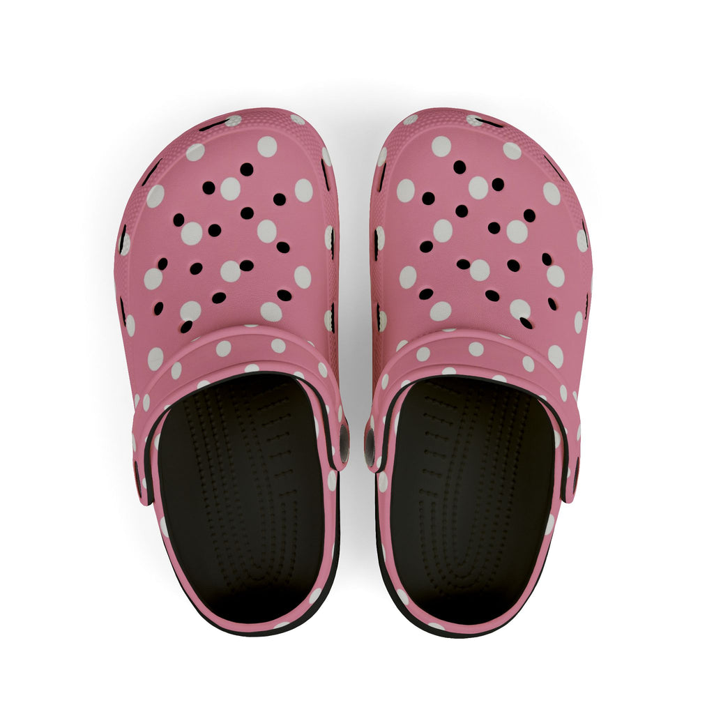 Kids Pink Polka Dot Foam Clogs — Lightweight EVA Slip-On Shoes