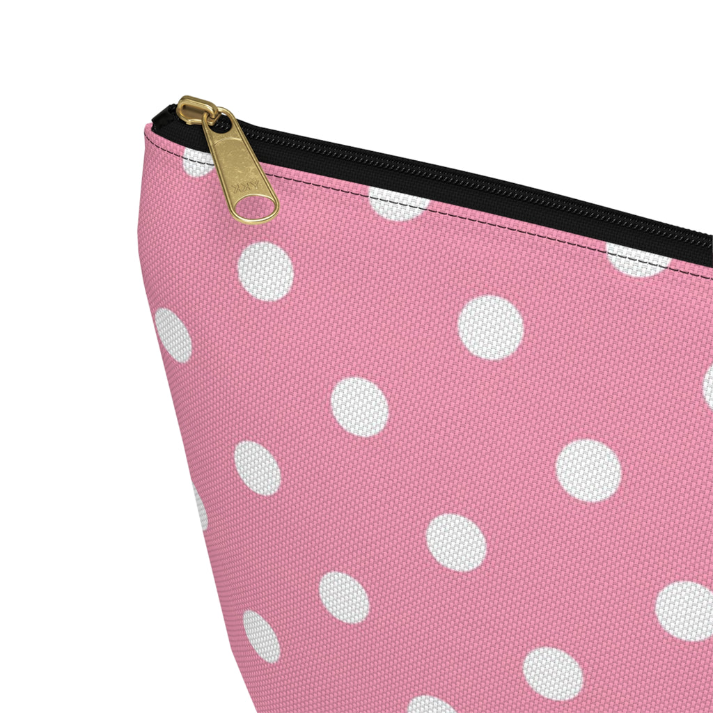 Pink Polka Dot Accessory Pouch | T-Bottom Makeup Bag