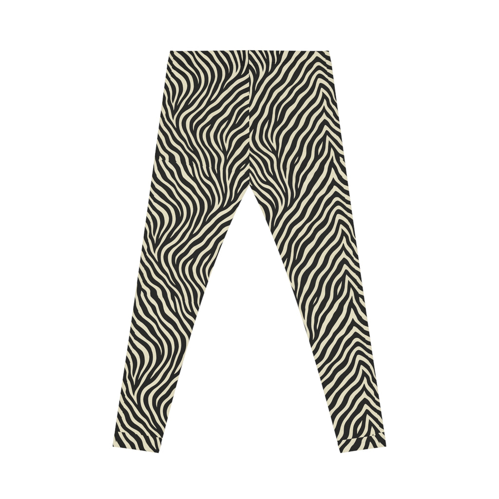 Zebra Print Leggings, Animal Print Pants, Black and White Leggings, Women's Yoga Tights, Stretchy Workout Leggings