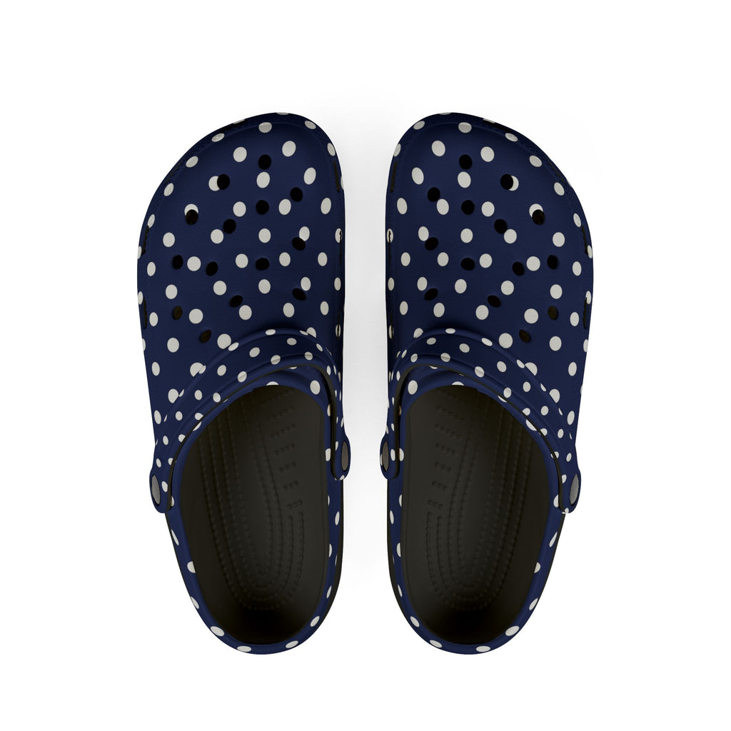 Navy & White Polka Dot EVA Foam Clogs