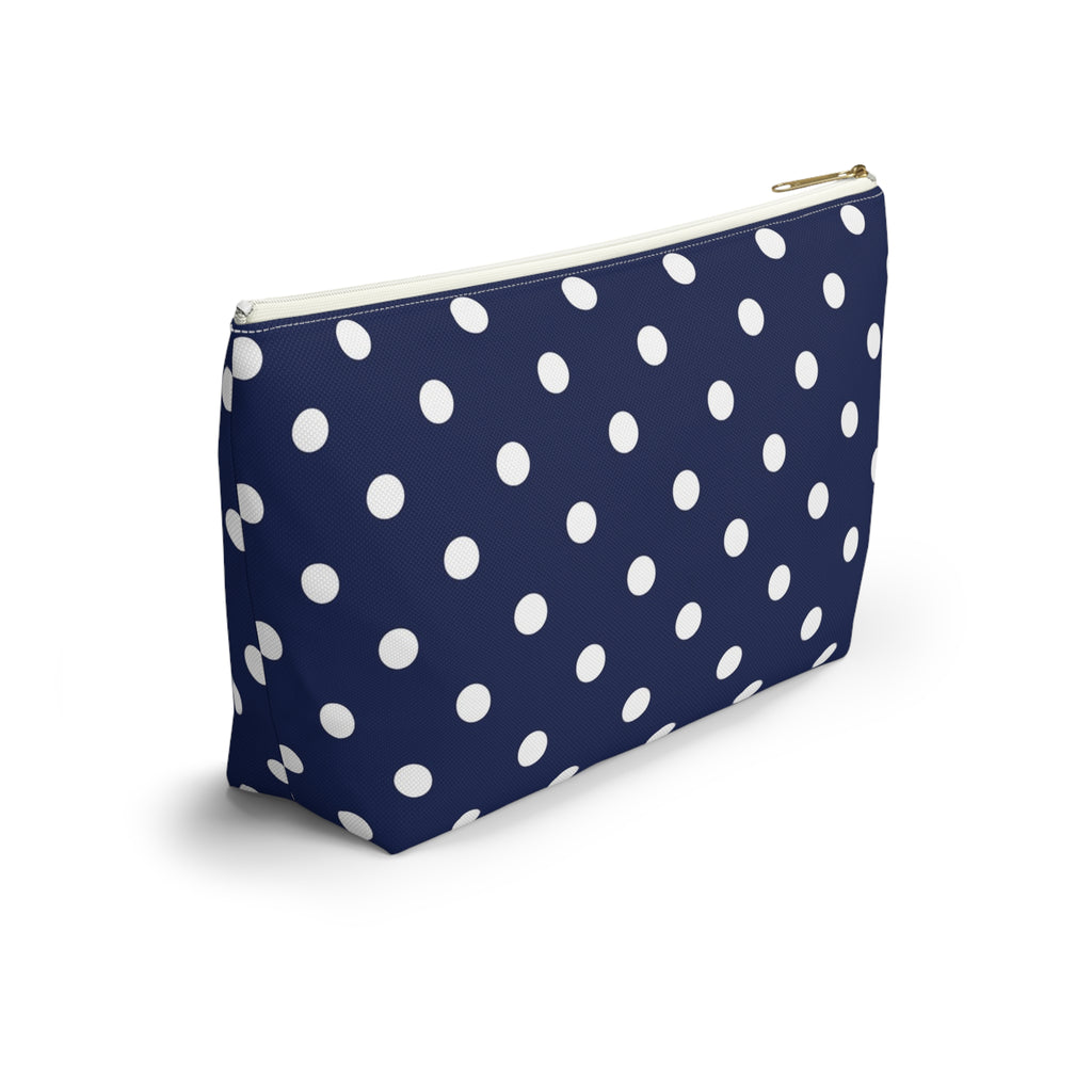Navy White Polka Dot Accessory Pouch | Makeup Bag