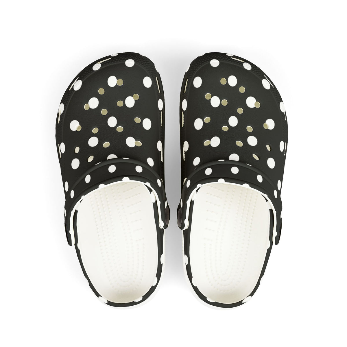 Kids Polka Dot EVA Foam Clogs – Black & White Comfort Slip-Ons