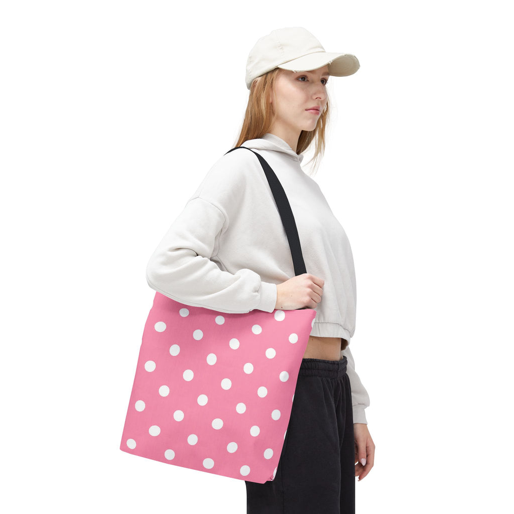 Pink With White Polka Dot Pink Tote Bag | All-Over Print