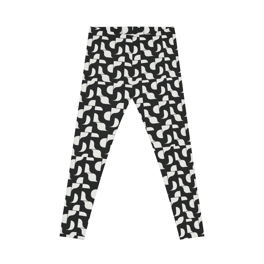 Black White Geometric Pattern Leggings | Abstract Tessellation Leggings