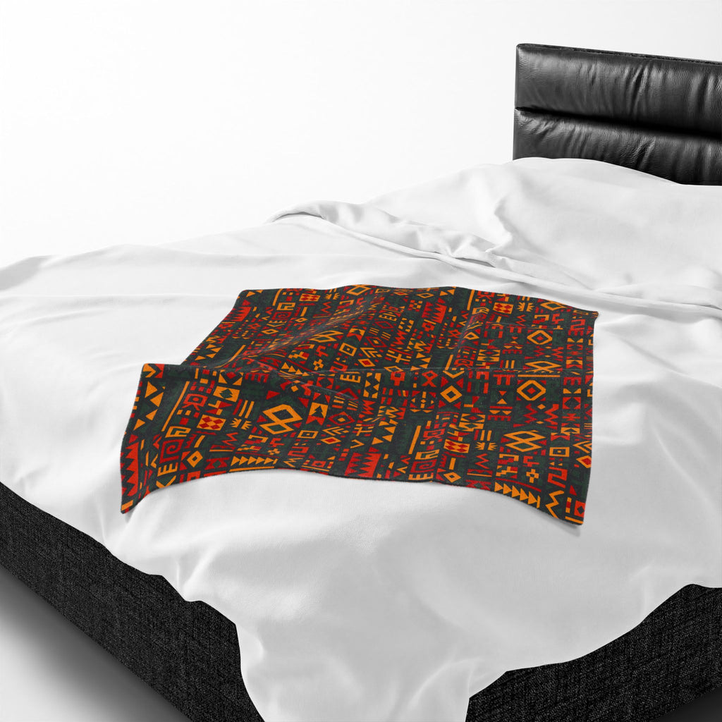 African Tribal Geometric Pattern Velveteen Plush Blanket