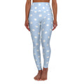 Baby Blue Polka Dot Leggings High Waisted Yoga Leggings | Light Blue White Spots