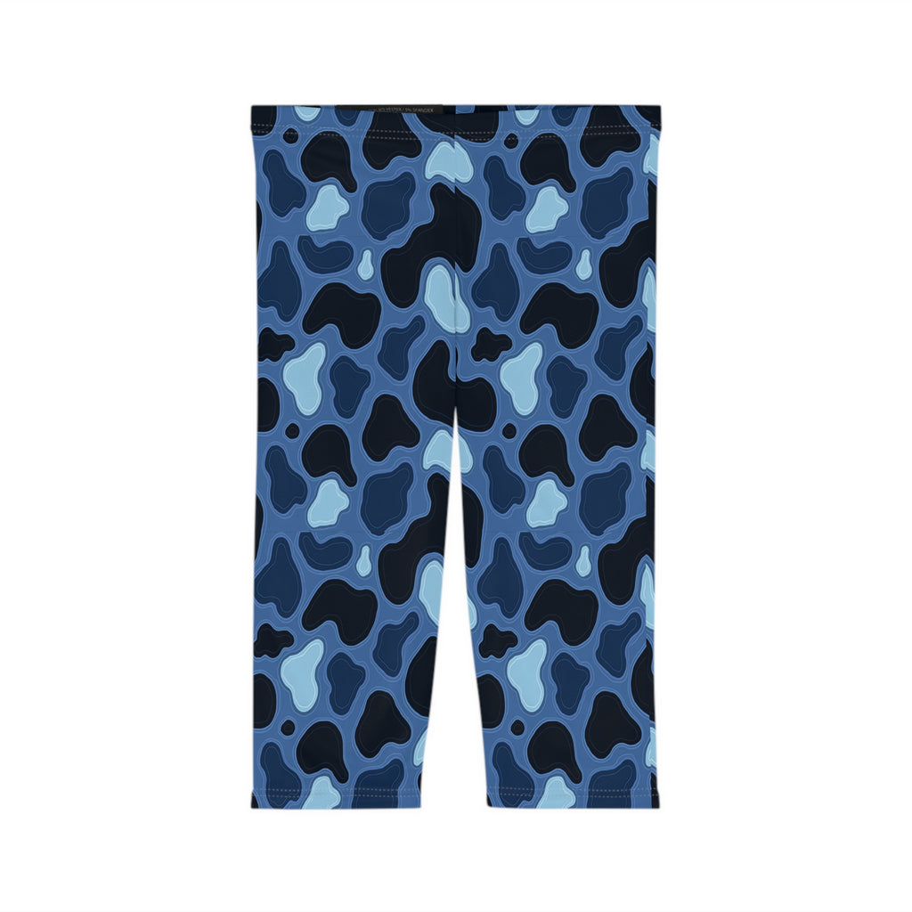 Patina Blue Camo Capri Leggings