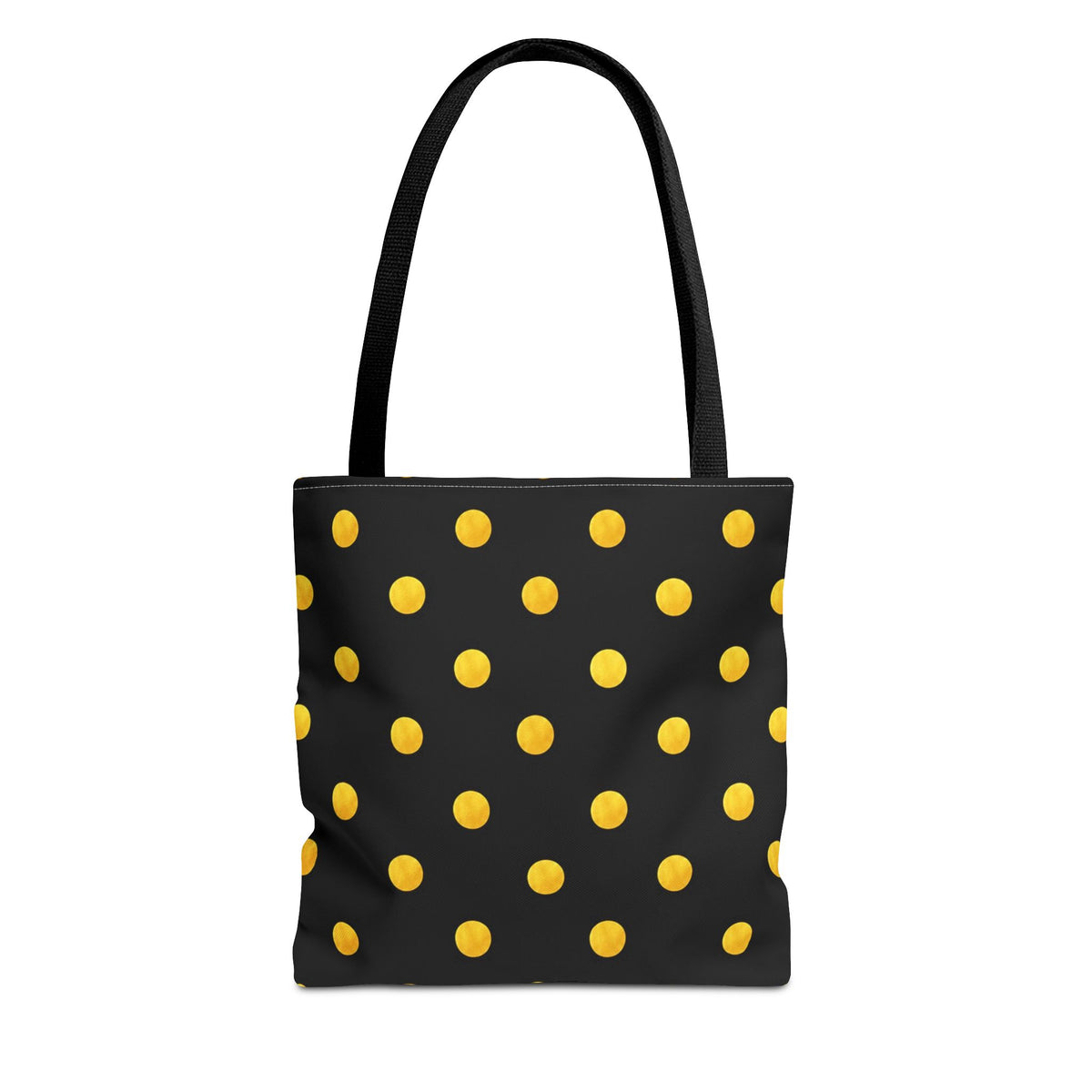 Gold Polka Dot Tote Bag | Black Background, Metallic Spot Pattern