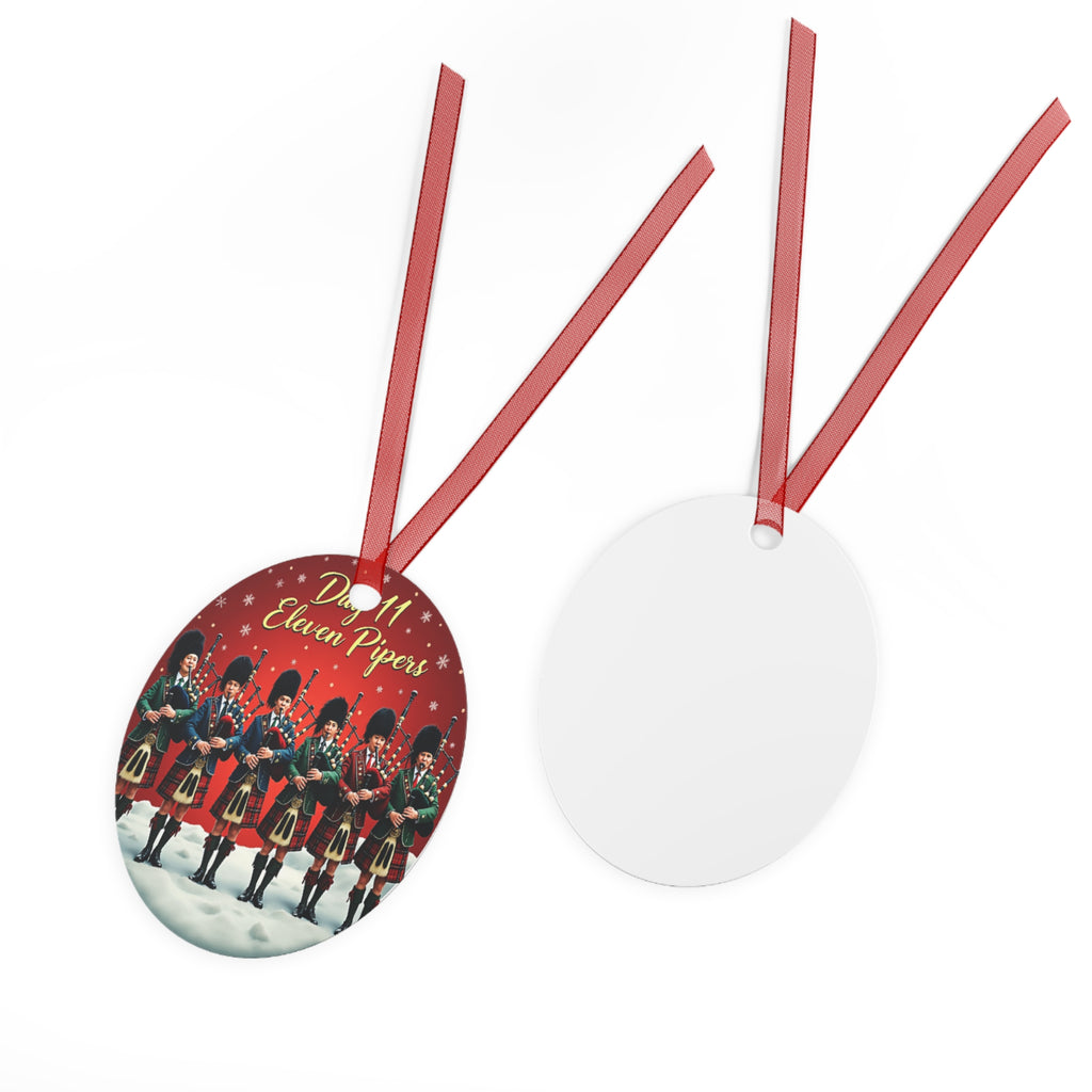 Metal Ornaments - Day 11 Eleven Pipers Pipipin Ornament, Christmas Tree Decoration, Holiday Gift, Festive Decor, Unique Holiday Keepsake