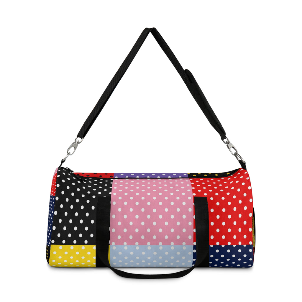 Polka Dot Patchwork Duffel Bag — Colorblock Travel & Gym Bag