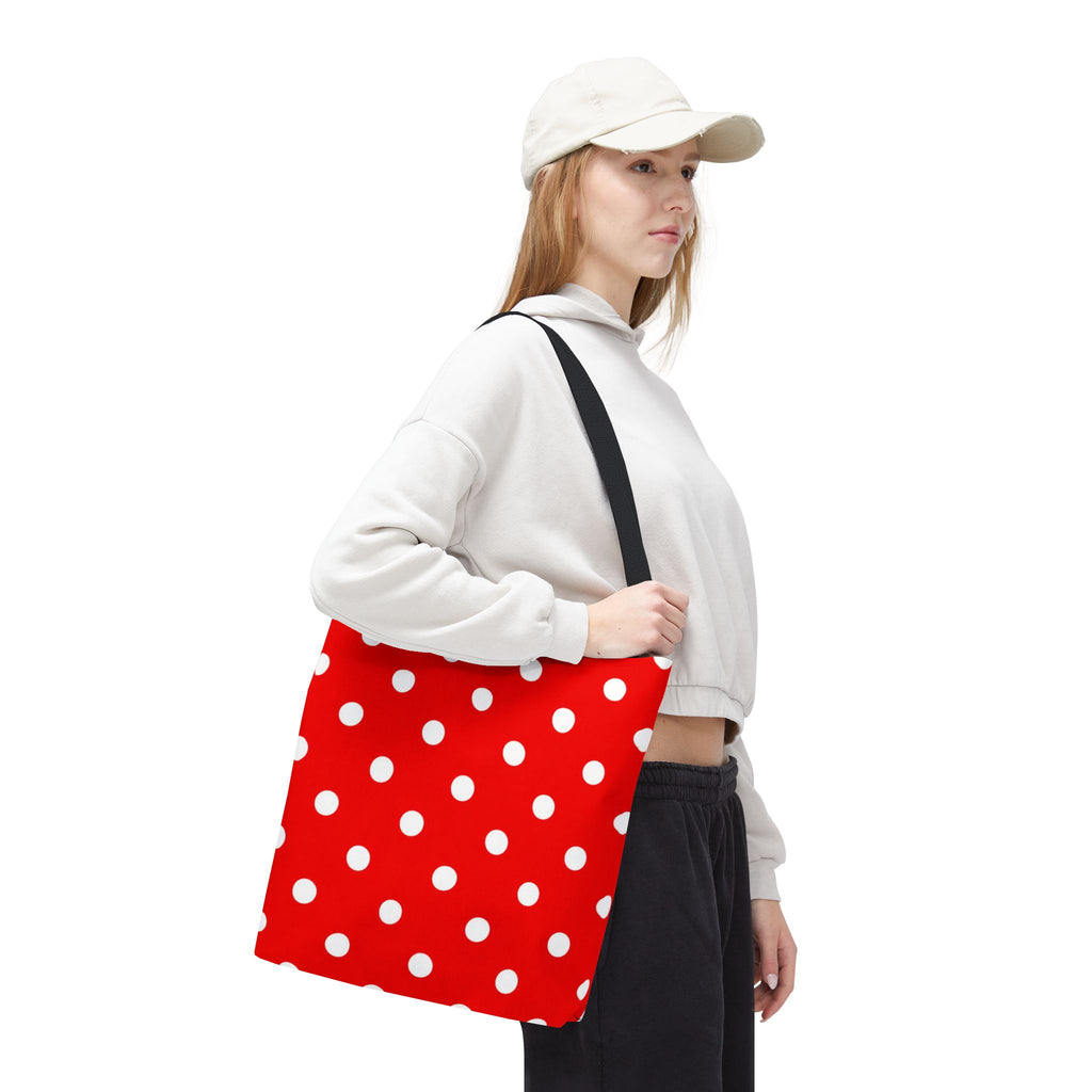 Red Polka Dot Tote | White Dots on Red Canvas