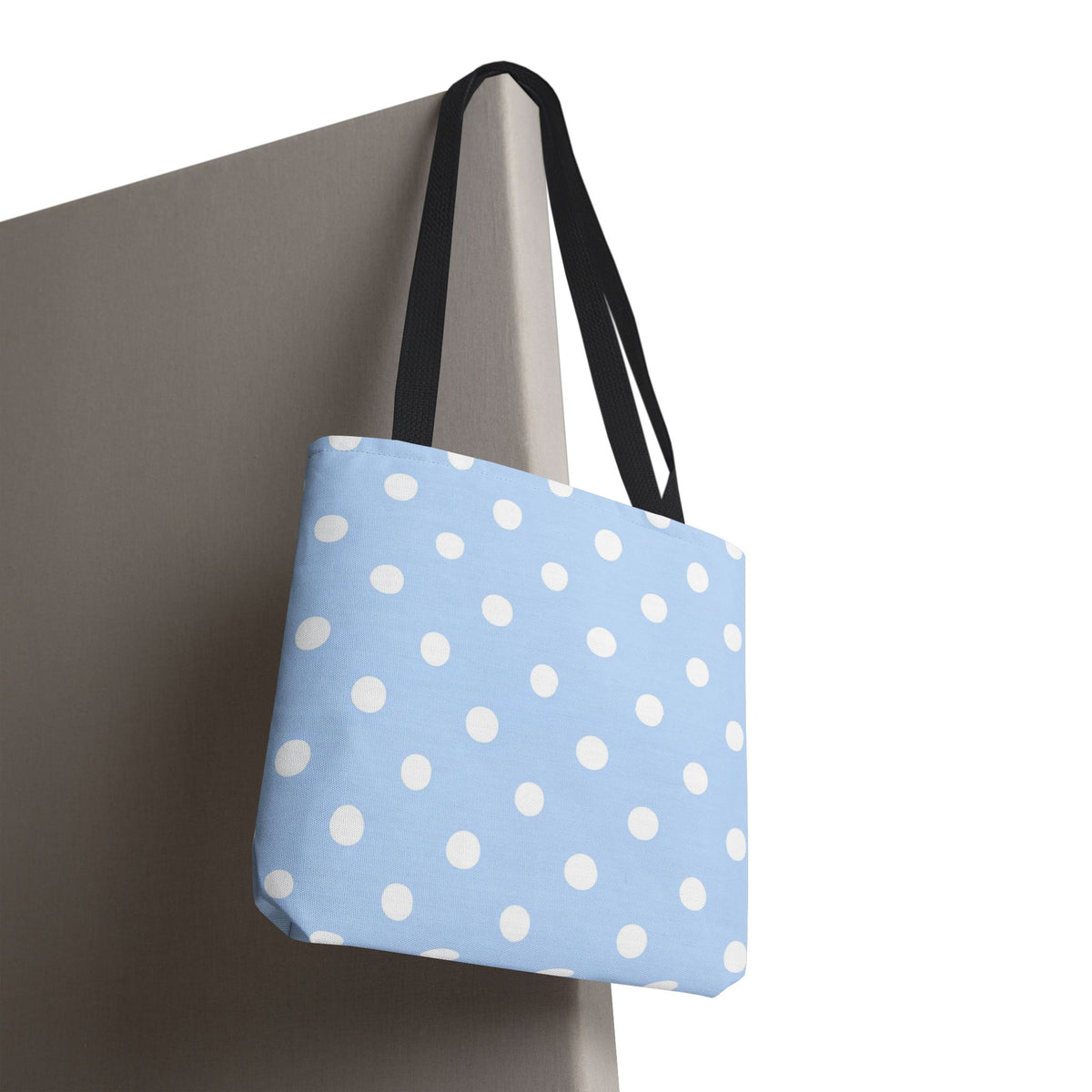 Light Blue with White Polka Dots on Baby Blue Tote