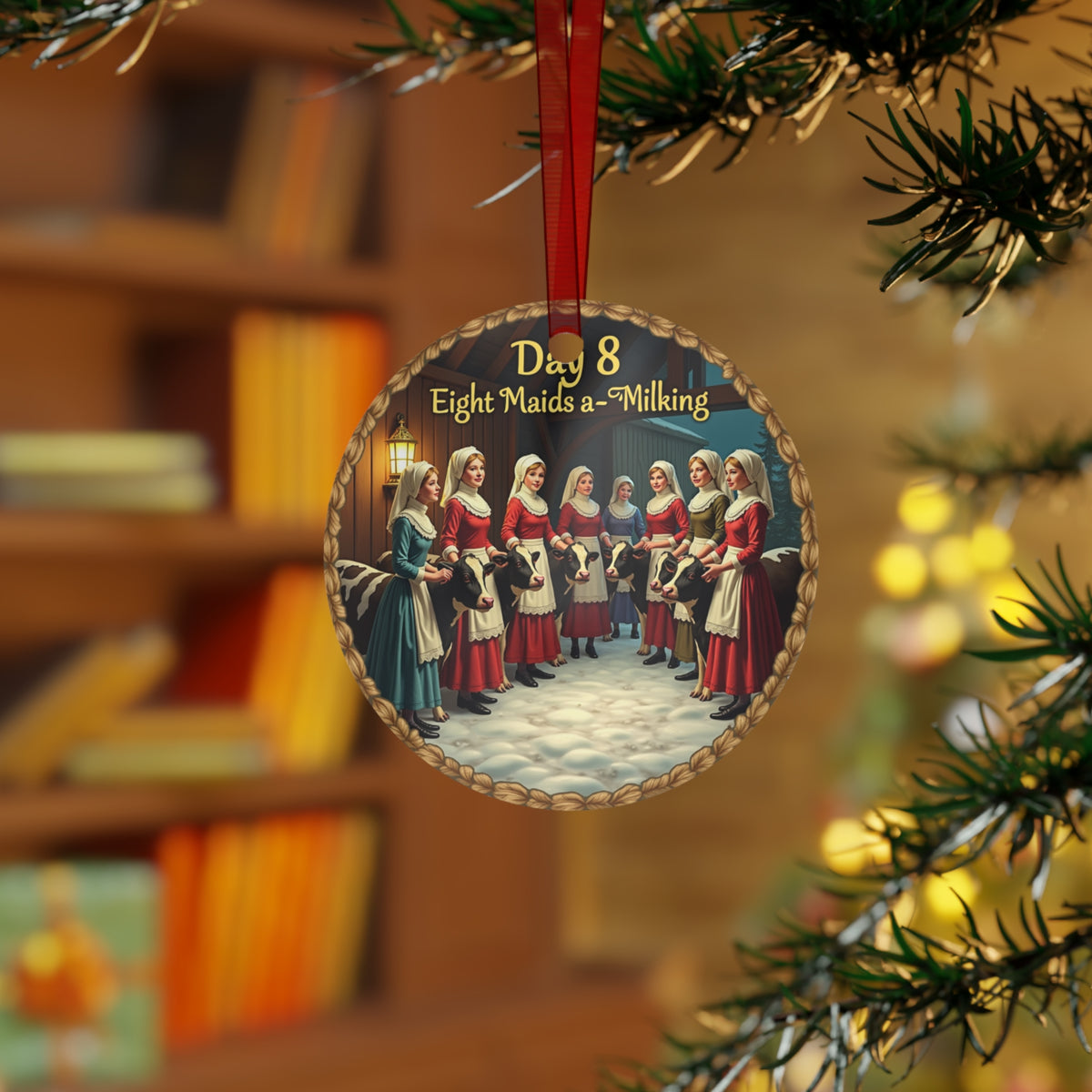 Metal Ornaments, Day 8: Eight Maids a-Milking Christmas Tree Decor, Holiday Gift, Festive Decoration, Unique Keepsake, Xmas Present