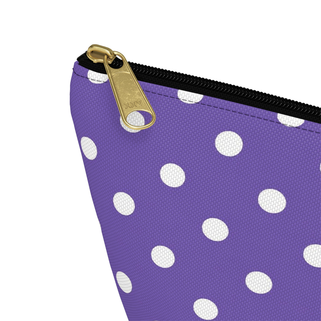 Purple with White Polka Dot Pattern Accessory Pouch