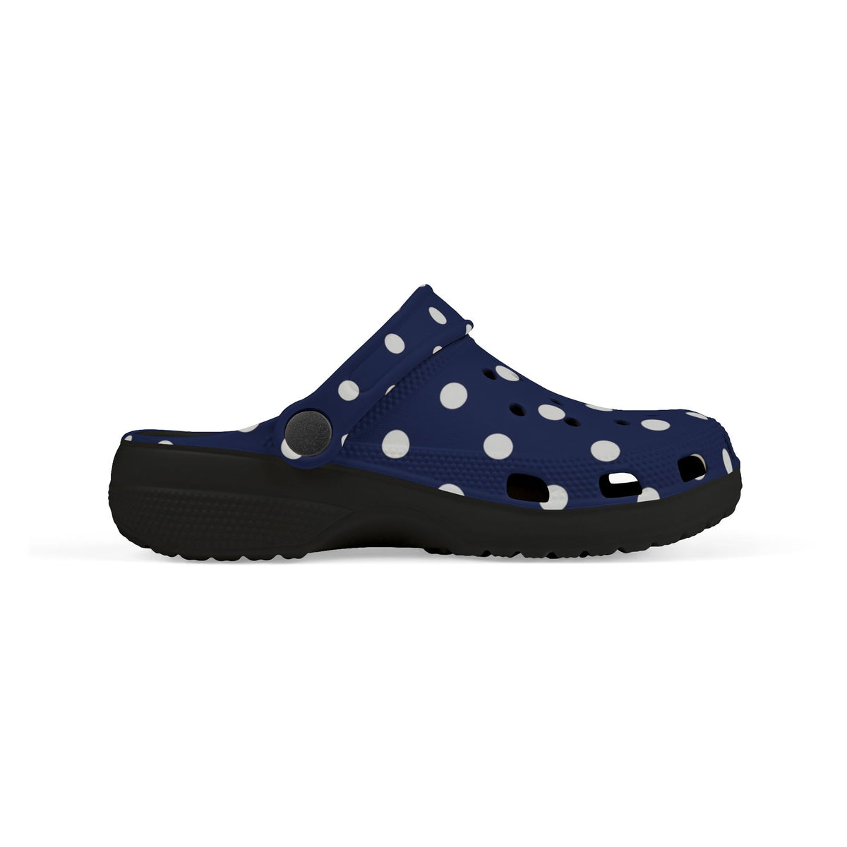 Kids Navy Polka Dot EVA Foam Clogs – Lightweight Slip-On Sandals for Toddlers & Children
