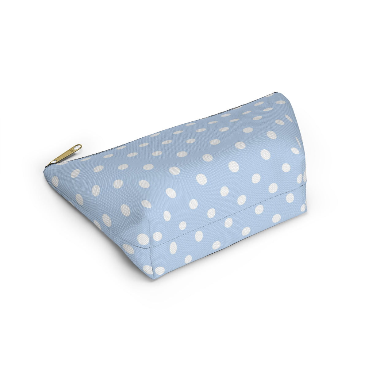 Light Blue Polka Dot Accessory Pouch w T-bottom | Makeup Bag