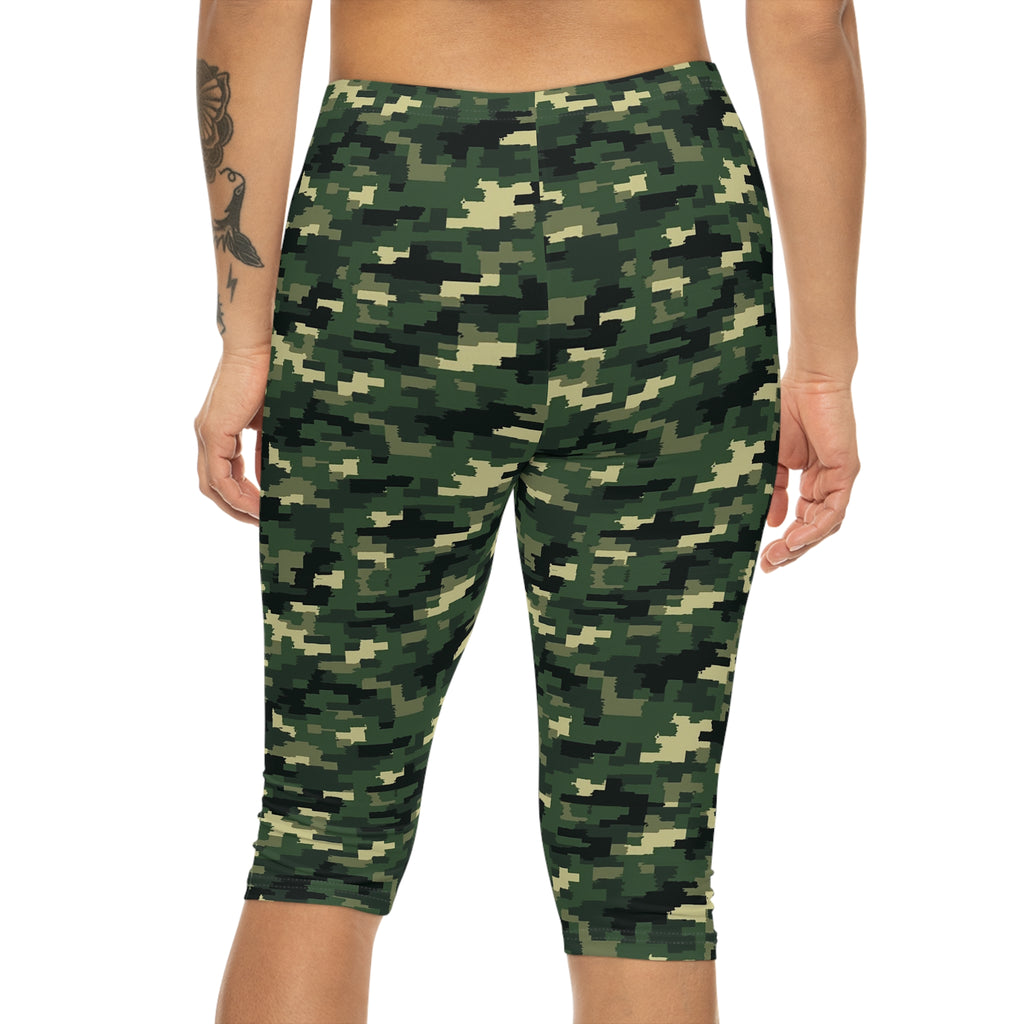 Green Camo Capri Leggings | Camo Print Leggings