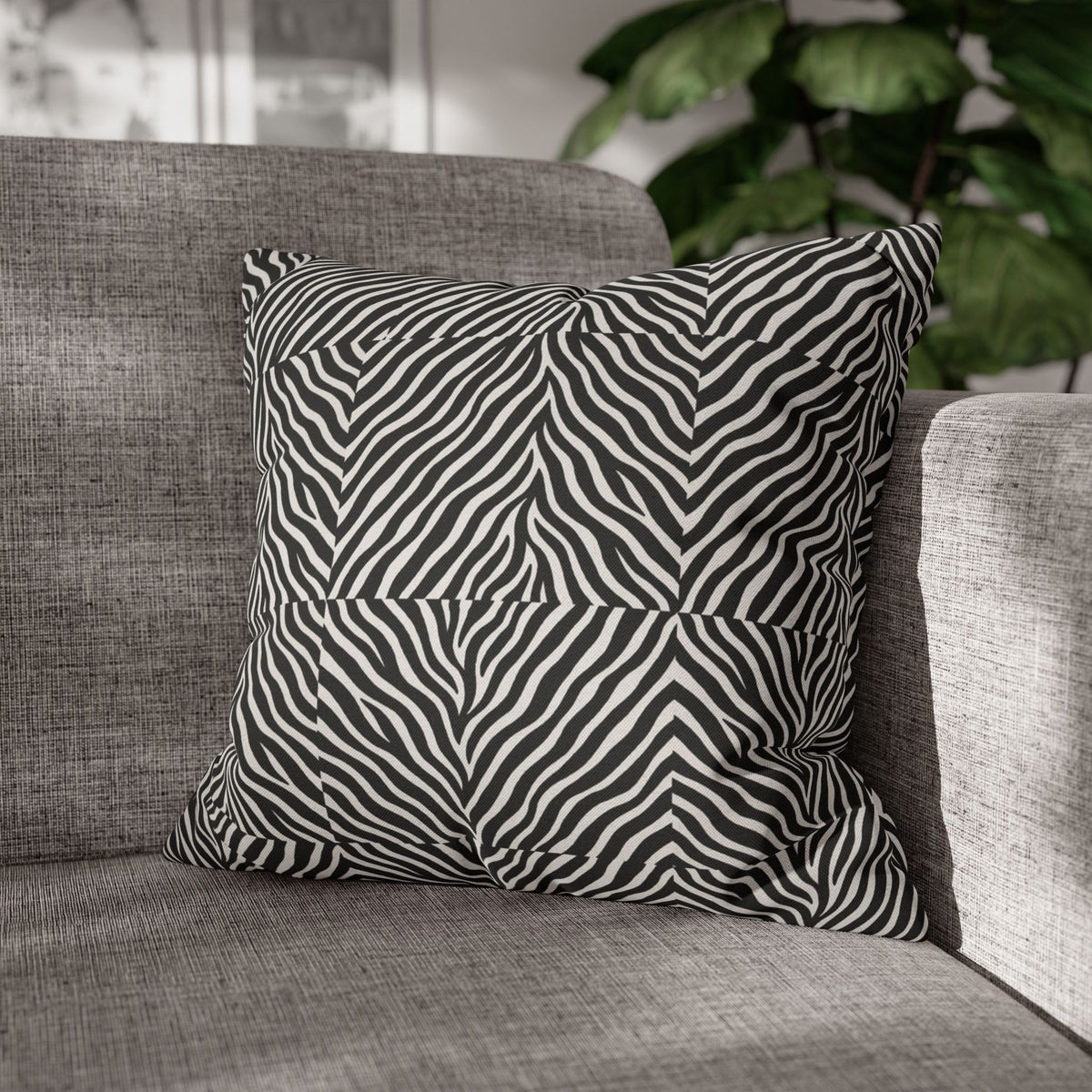 Black White Zebra Stripe Pillowcase | Animal Print Square Pillowcase