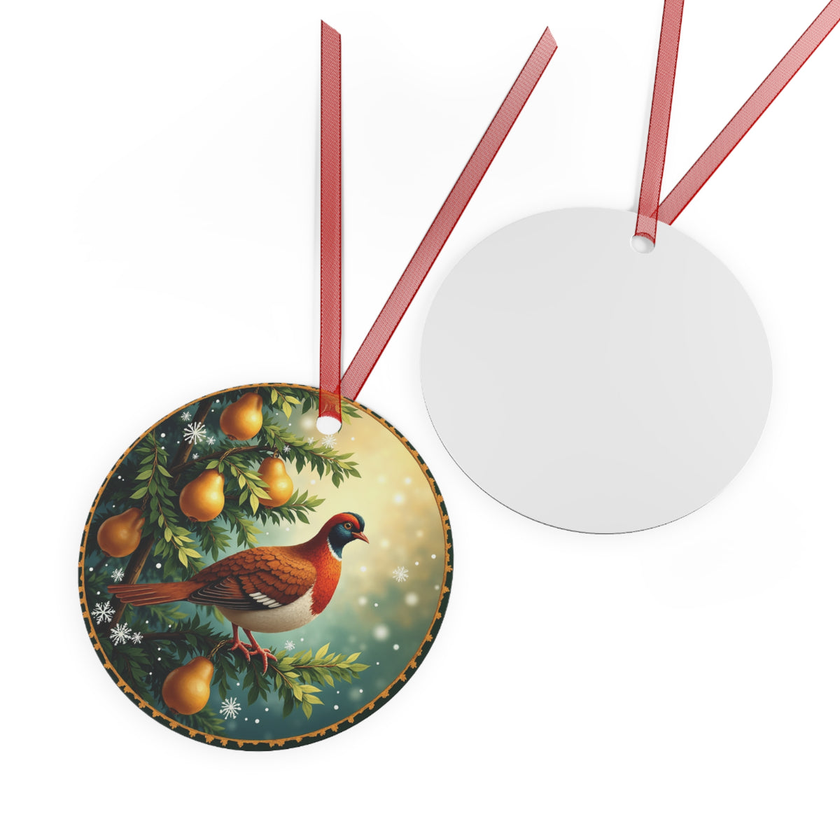 Metal Ornaments - Day 1 Partridge in a Pear Tree Ornament, Christmas Tree Decor, Holiday Ornament, Festive Decor, Gift for Christmas