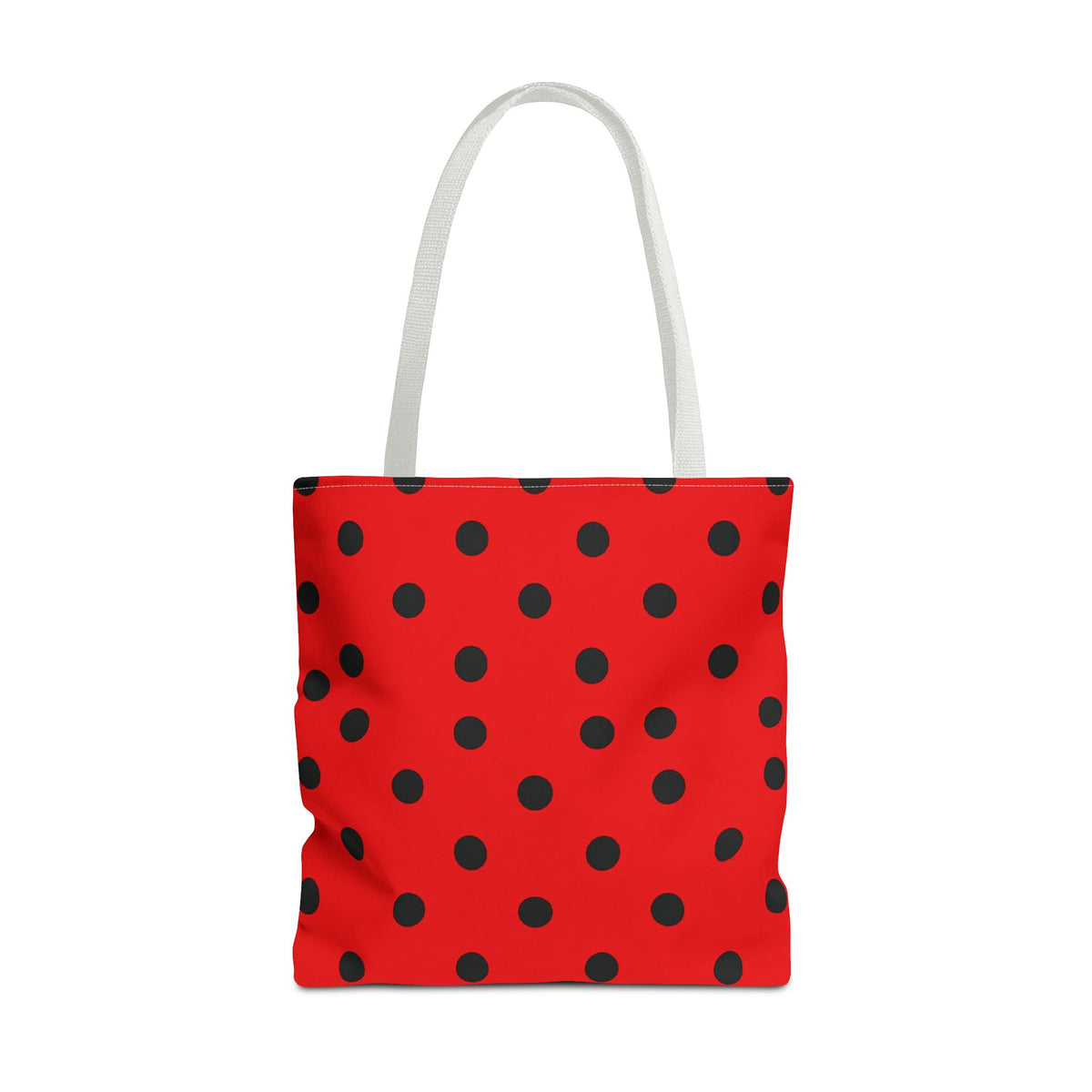 Black Polka Dot on Red Tote Bag