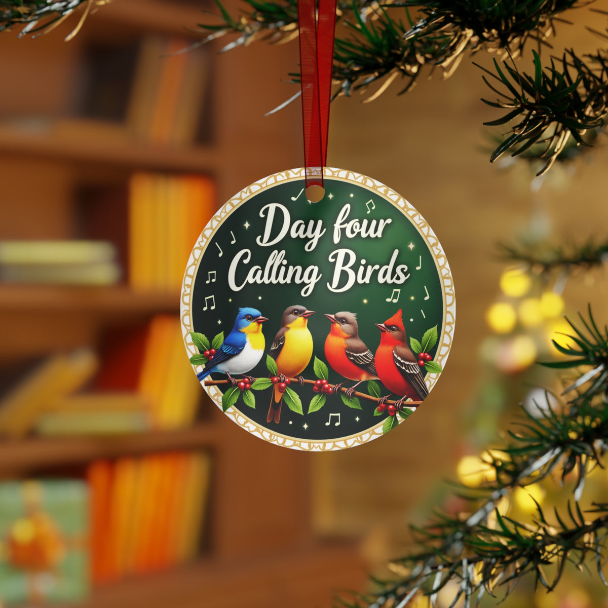Metal Ornaments, Day 4: Four Calling Birds, Christmas Tree Decor, Holiday Ornament Set, Festive Home Decor, Unique Metal Decoration