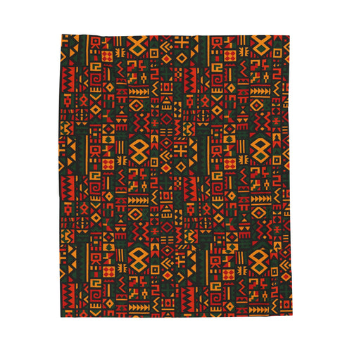 African Tribal Geometric Pattern Velveteen Plush Blanket