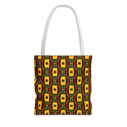 African Geometric Pattern Tote Bag | Yellow Red Green Print