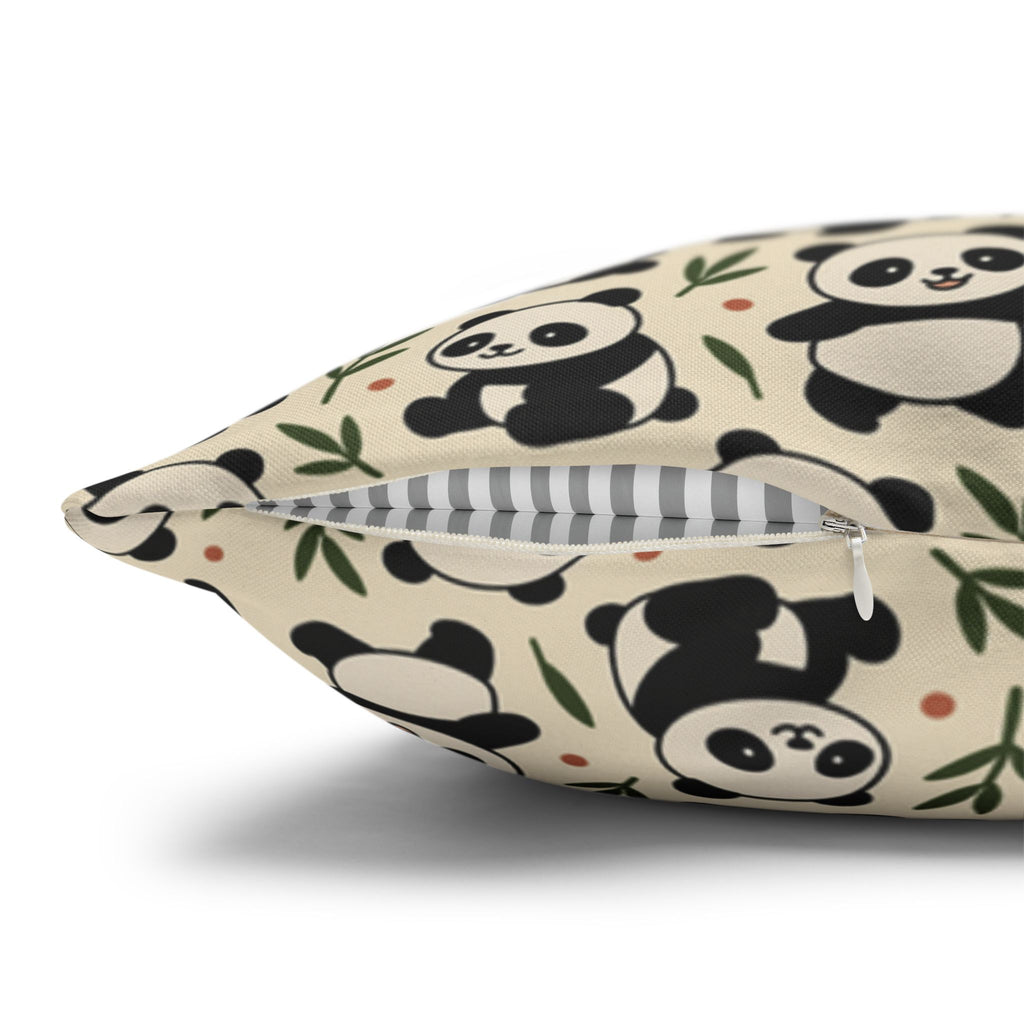 Panda Pattern Pillowcase | Square Spun Polyester Decorative Pillow