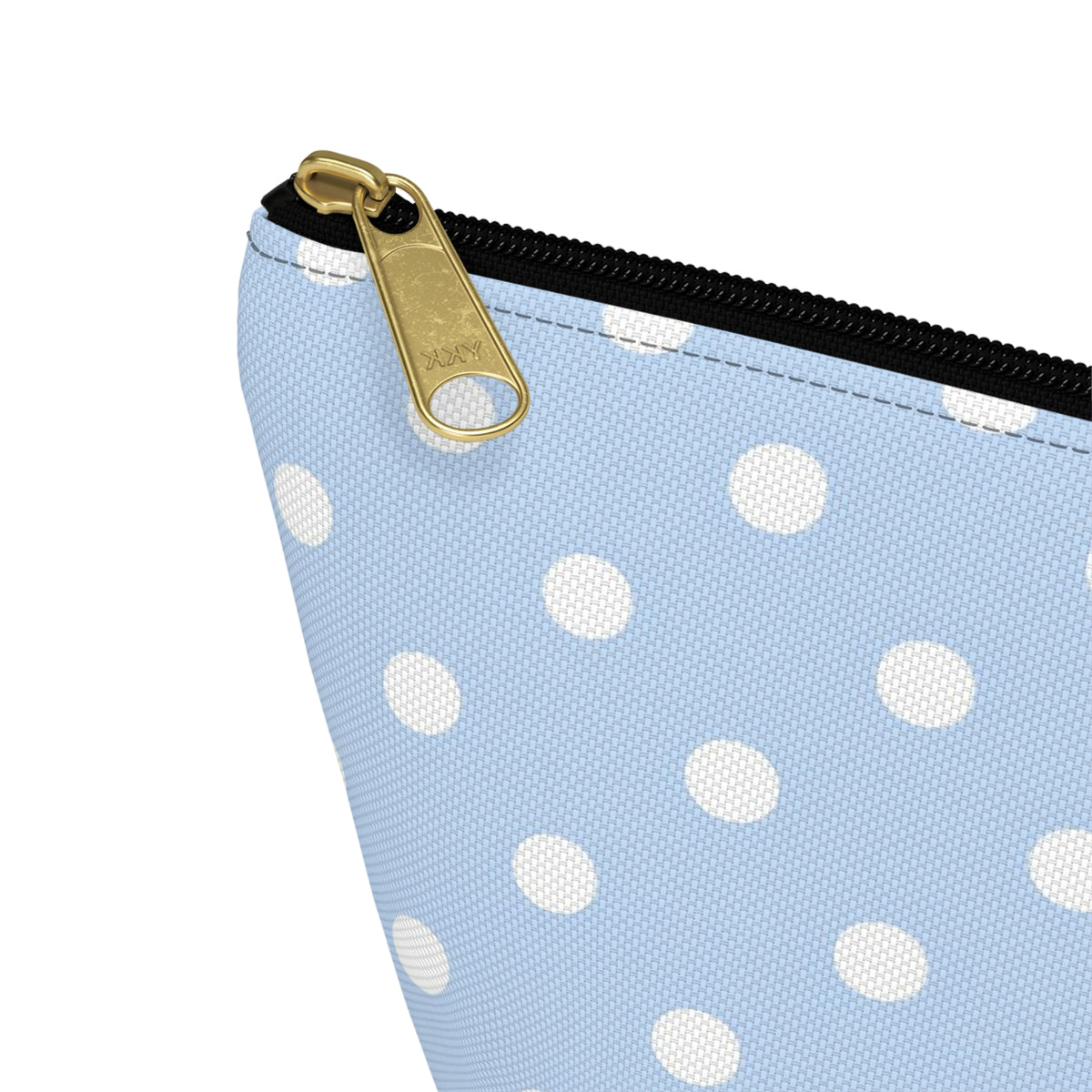 Light Blue Polka Dot Accessory Pouch w T-bottom | Makeup Bag