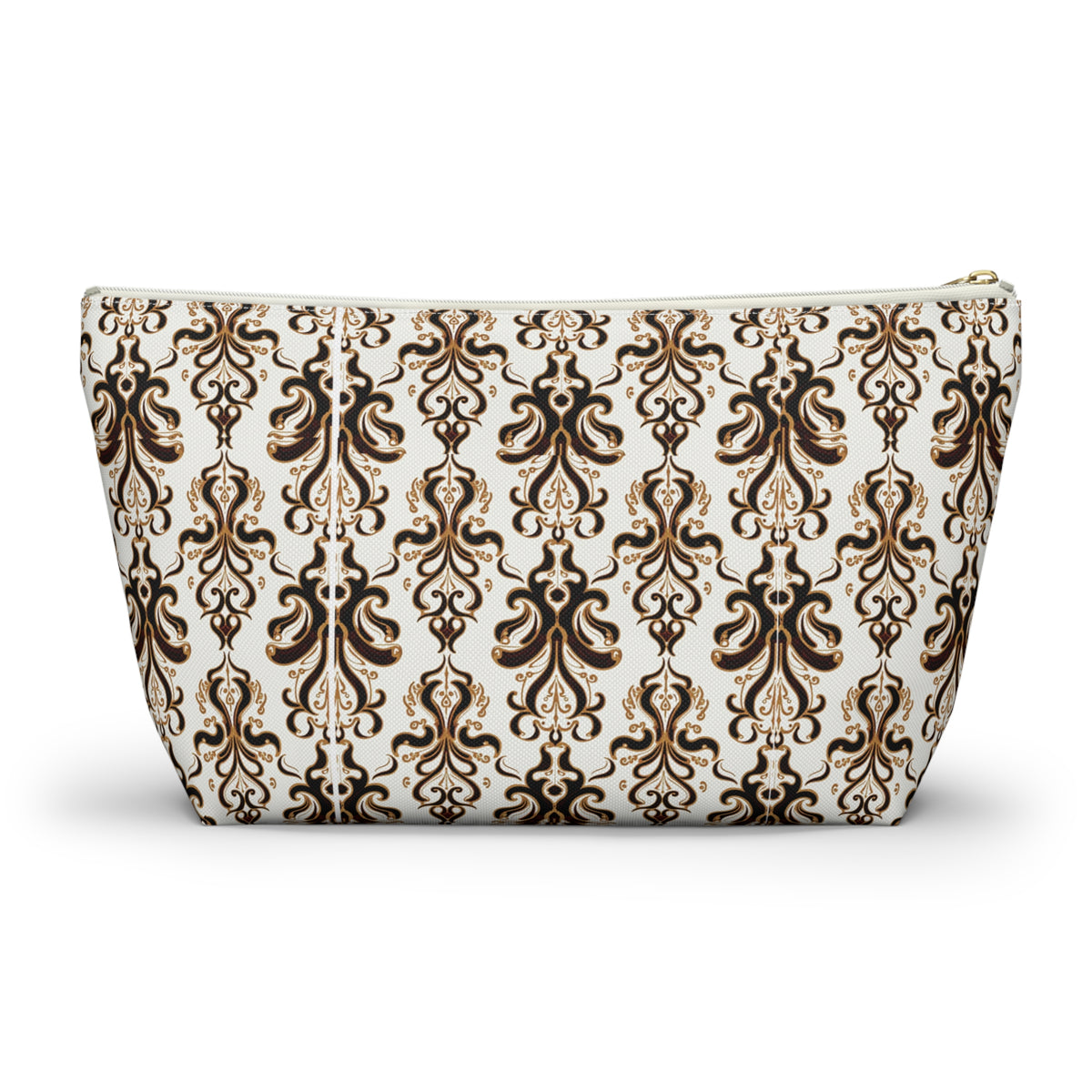 Brown Damask Pattern Accessory Pouch