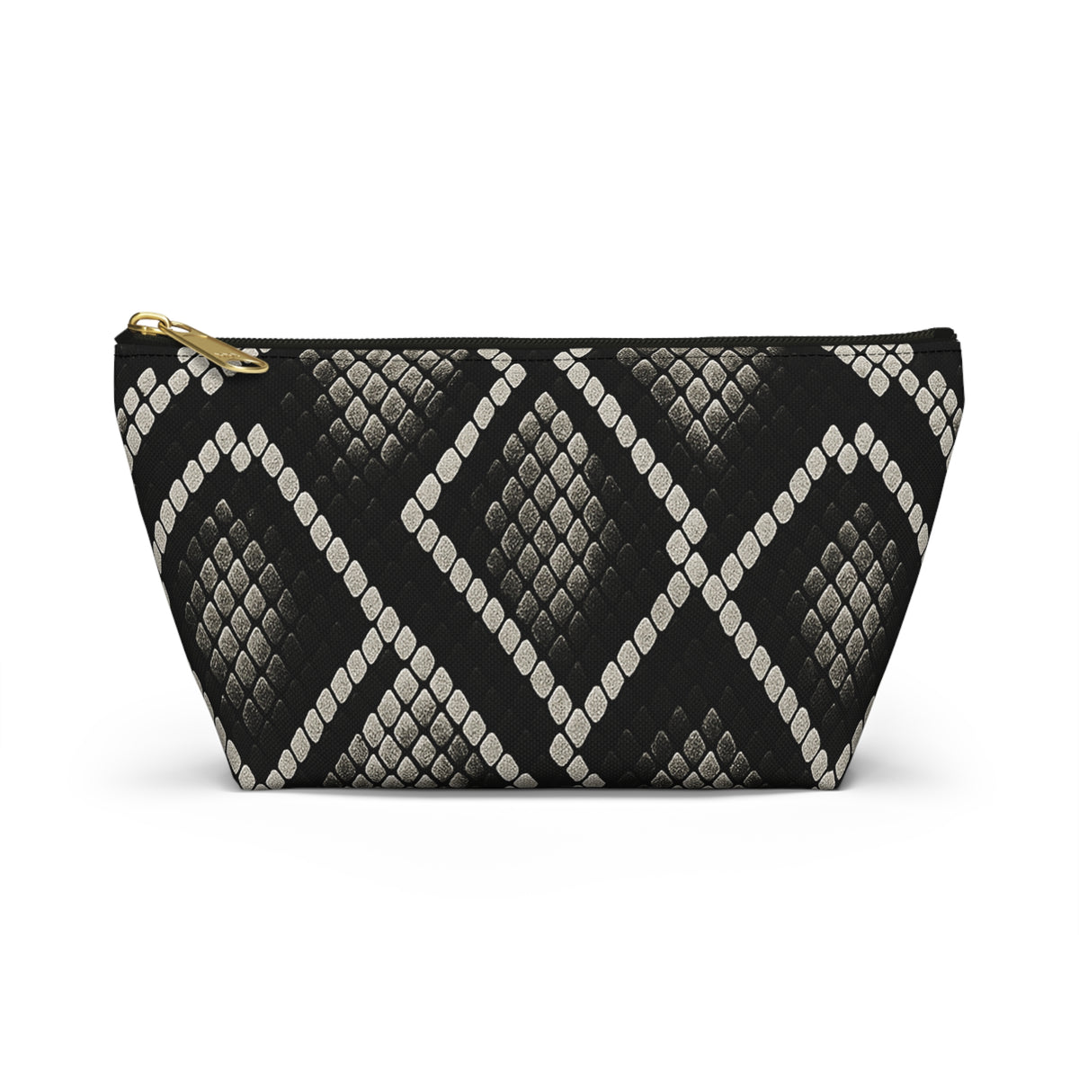 Black Snake Skin Pattern Accessory Pouch | T-Bottom Cosmetic Bag