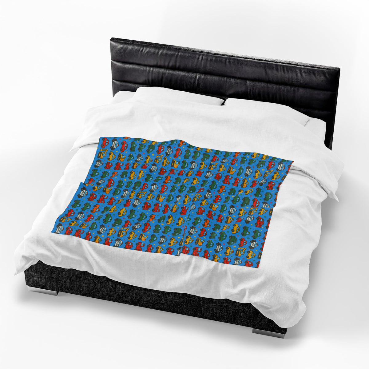 Colorful Toy Cars Pattern Velveteen Plush Blanket | Kids Car Print Throw