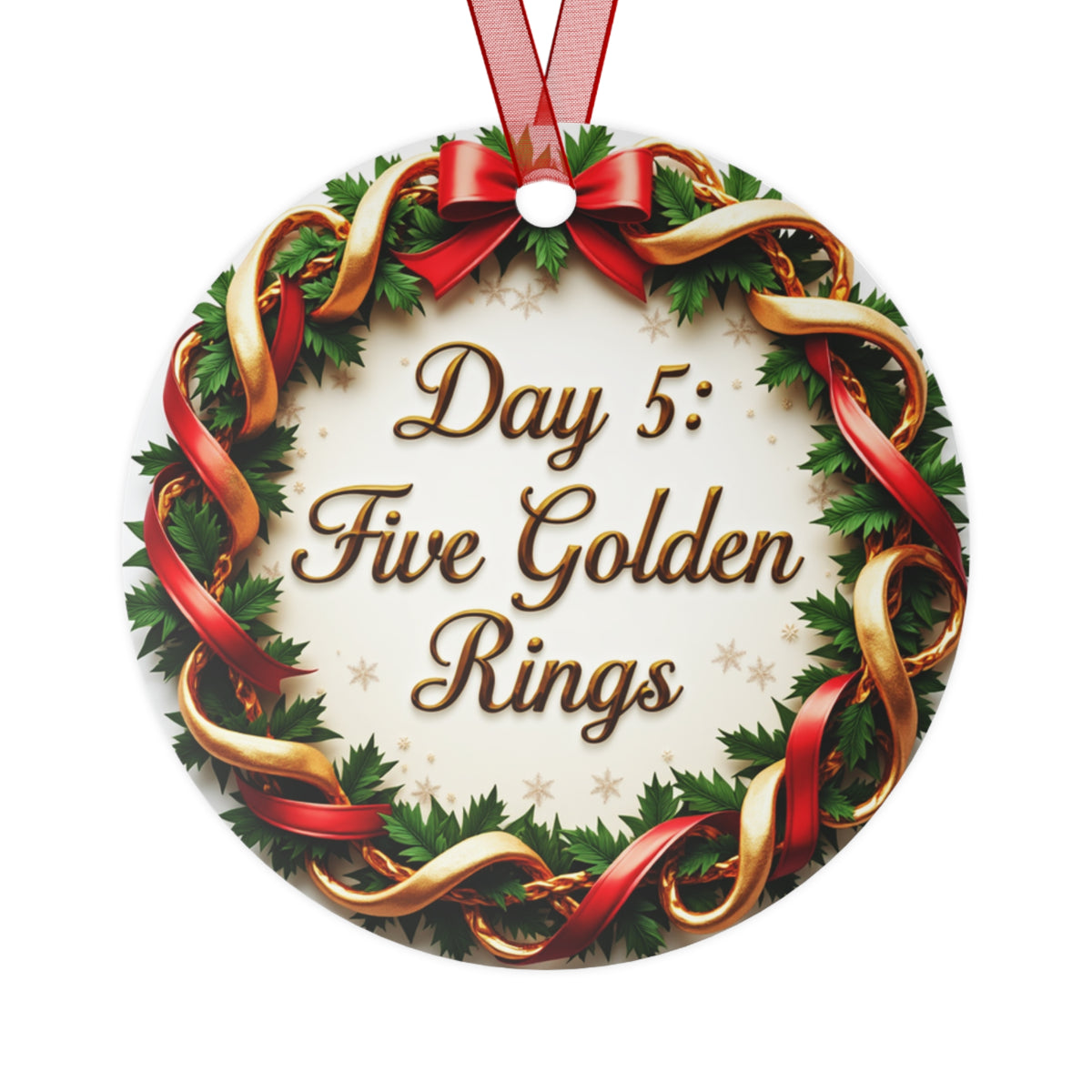 Christmas Ornament, Holiday Decor, Festive Home Decor, Tree Decoration, Metal Ornament Gift, Day 5: Five Golden Rings Ornament