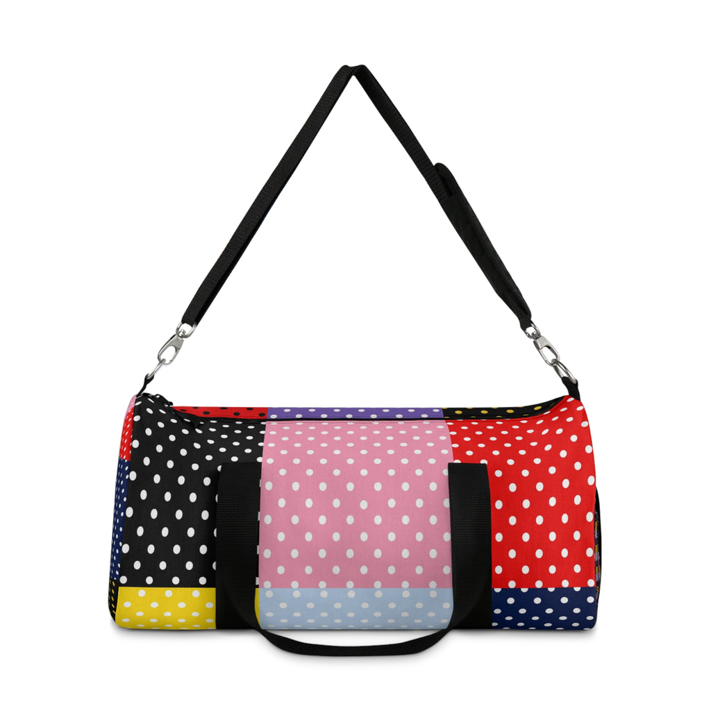 Polka Dot Patchwork Duffel Bag — Colorblock Travel & Gym Bag