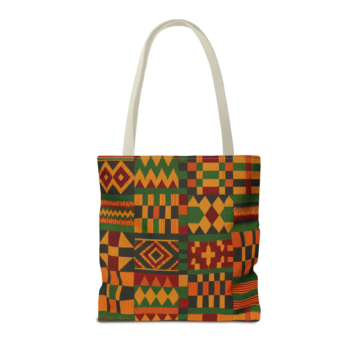 Kente Pattern Tote Bag | African Print Geometric Patchwork