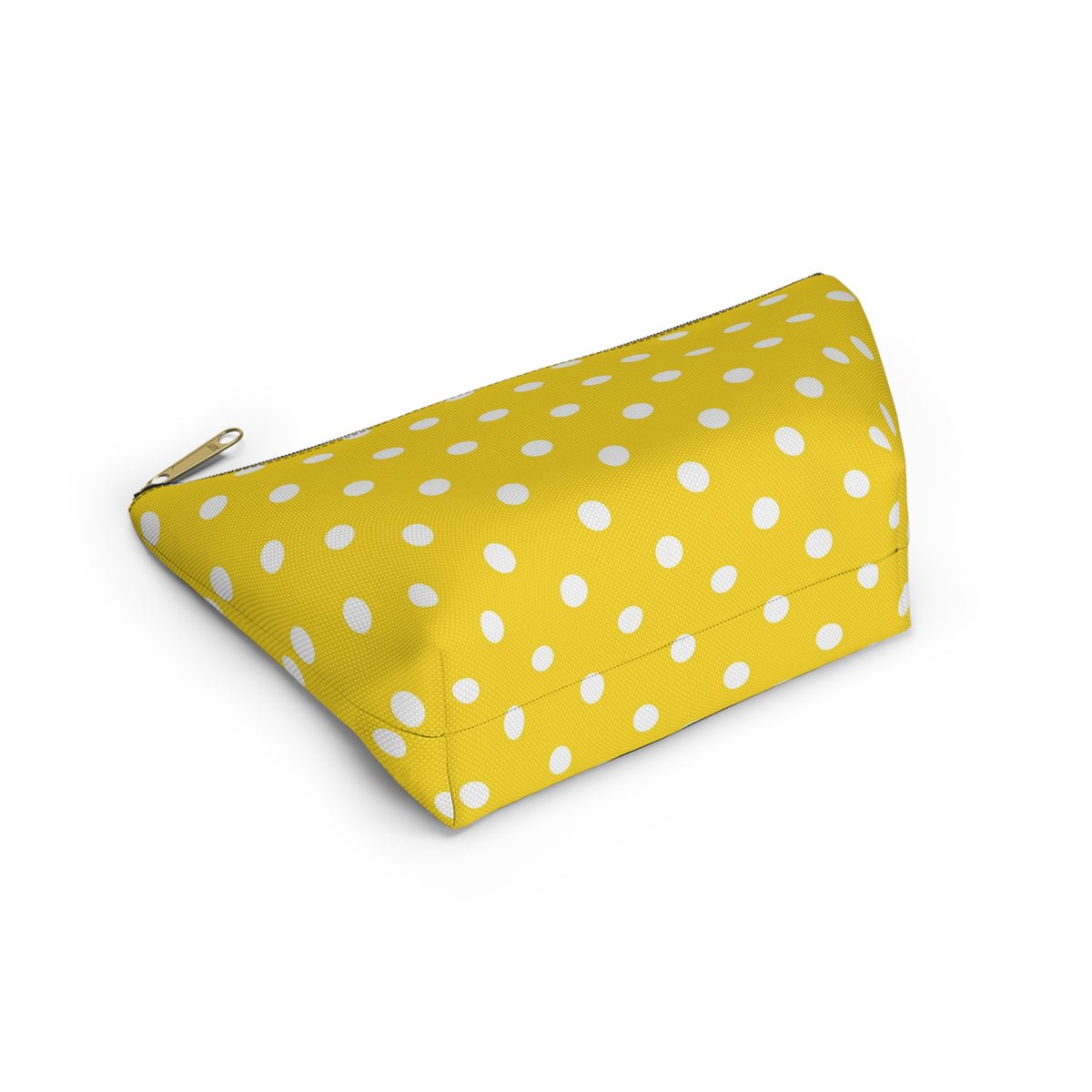 Yellow White Polka Dot Accessory Pouch | T-Bottom Cosmetic Bag