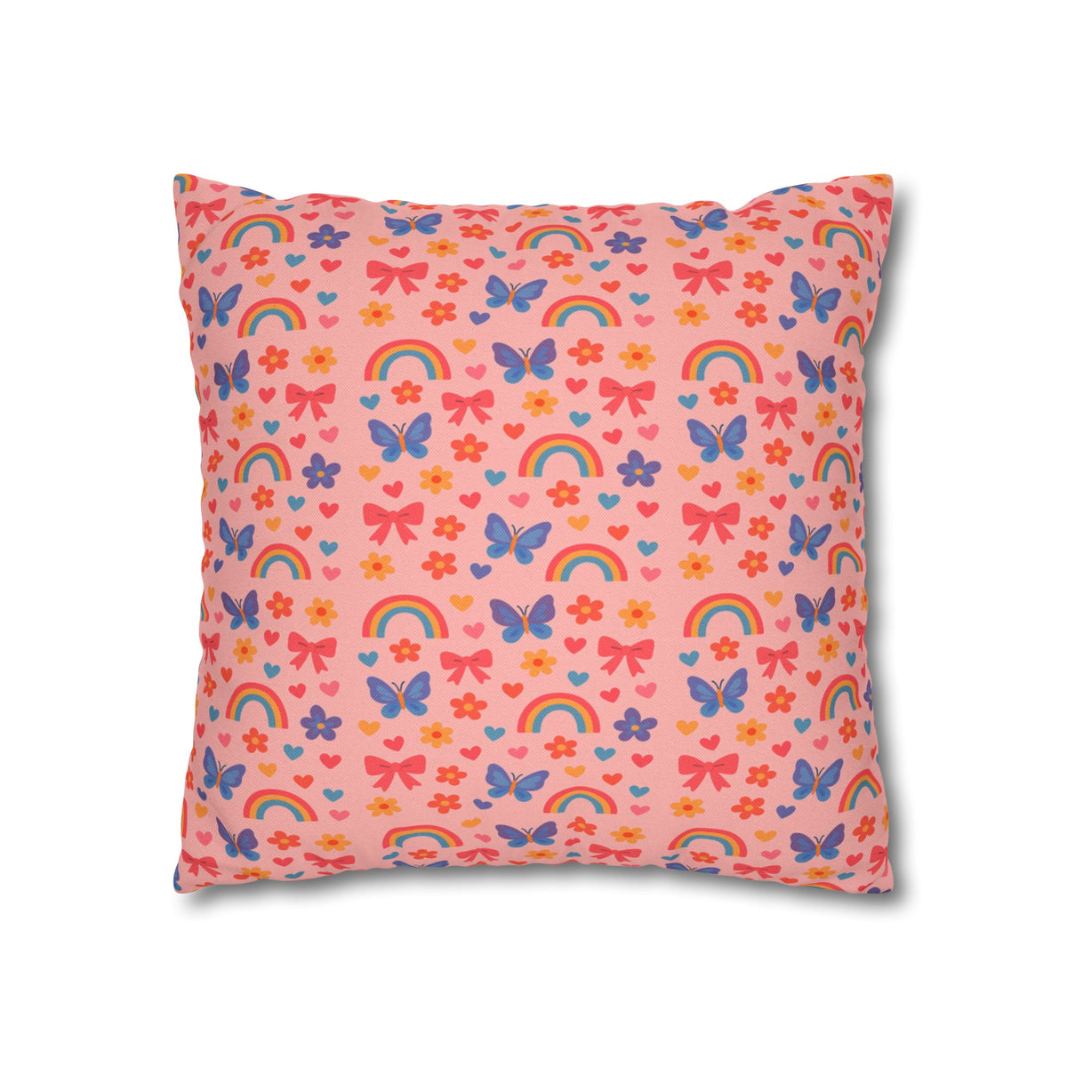 Rainbow Butterflies Pattern Pillowcase | Square Polyester Pillowcase
