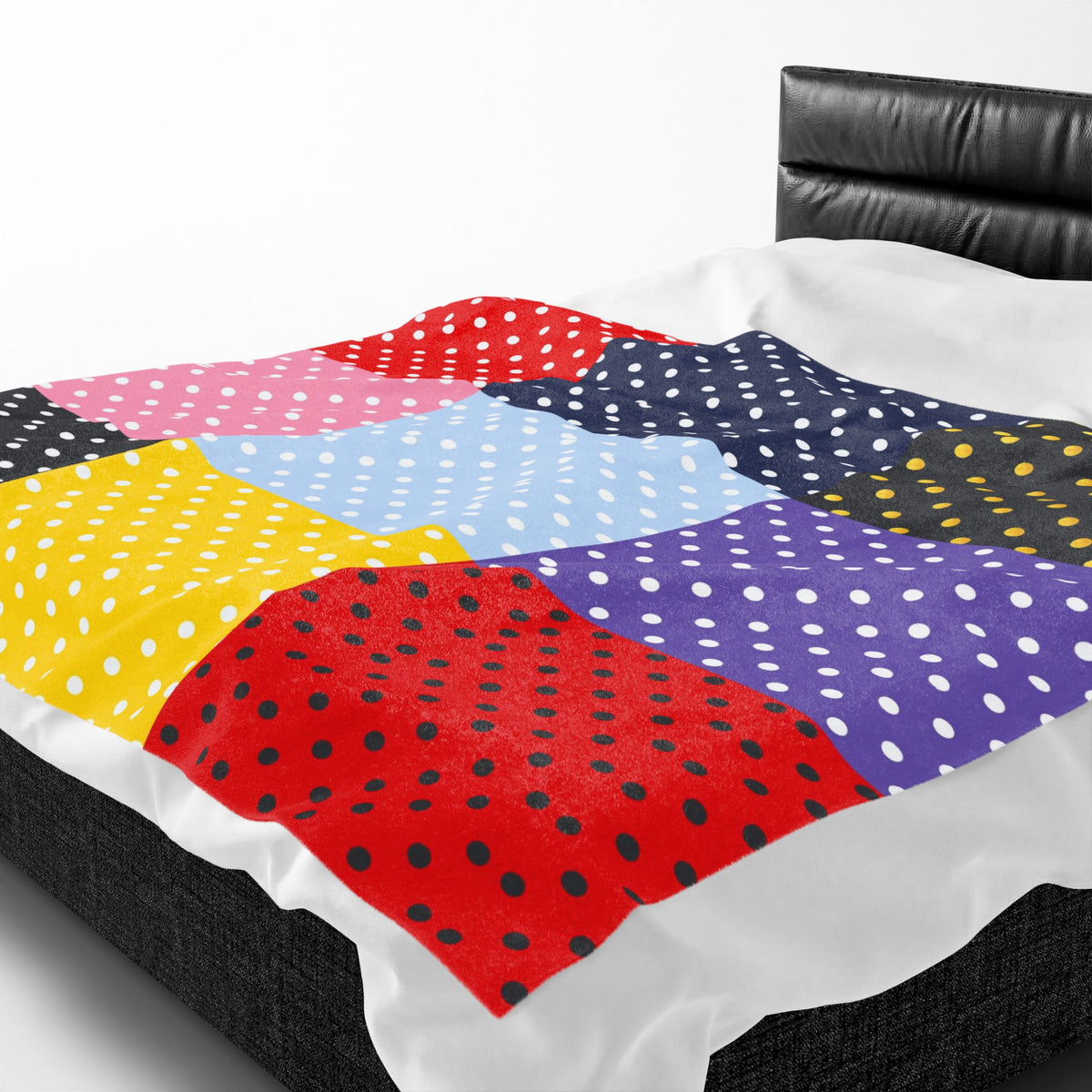 Polka Dot Patchwork Velveteen Plush Blanket | Colorful Dots Throw