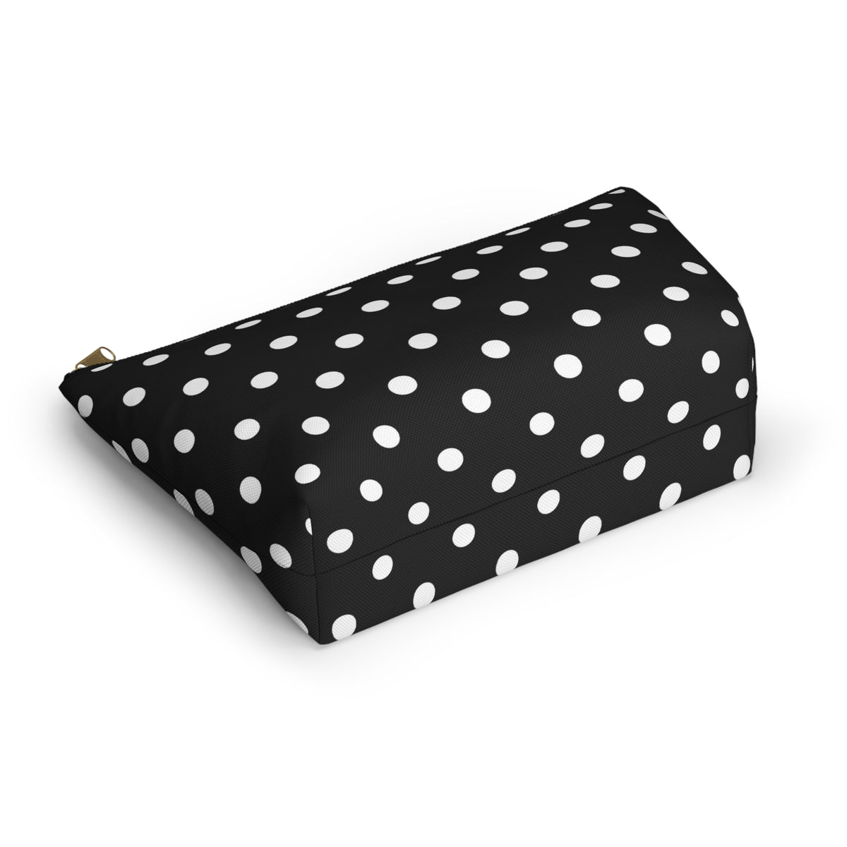 Black Polka Dot Accessory Pouch w T-bottom | Cosmetic Bag