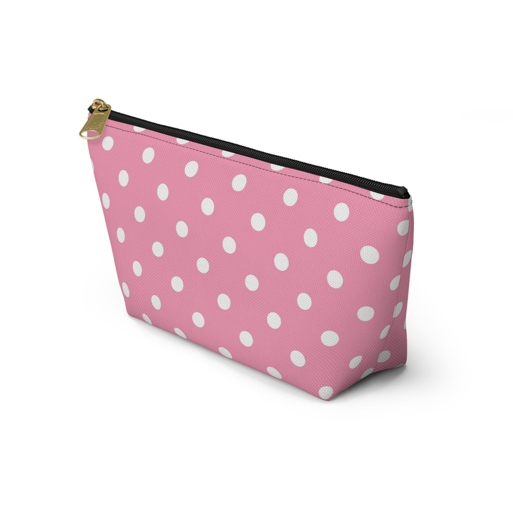 Pink Polka Dot Accessory Pouch | T-Bottom Makeup Bag