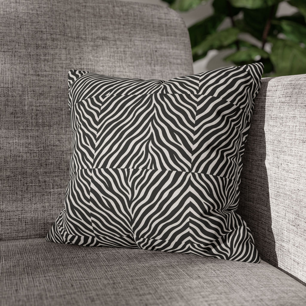 Black White Zebra Stripe Pillowcase | Animal Print Square Pillowcase