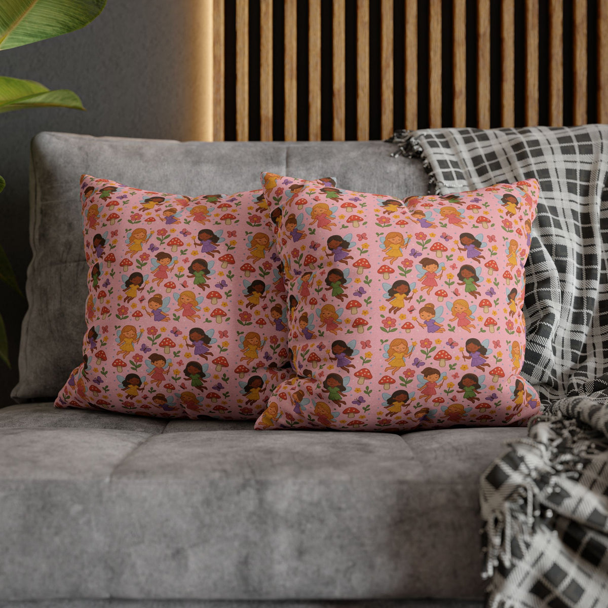 Flower Girls Square Pillowcase, Floral Pillow Cover, Bedroom Decor, Home Accent, Flower Pattern Bedding