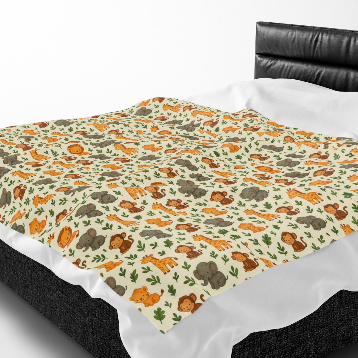 Autumn Woodland Animals Velveteen Plush Blanket | Fox & Mushroom Pattern