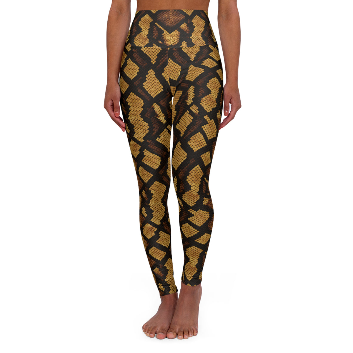 Brown Snake Skin Pattern Leggings | High Waisted Yoga Leggings