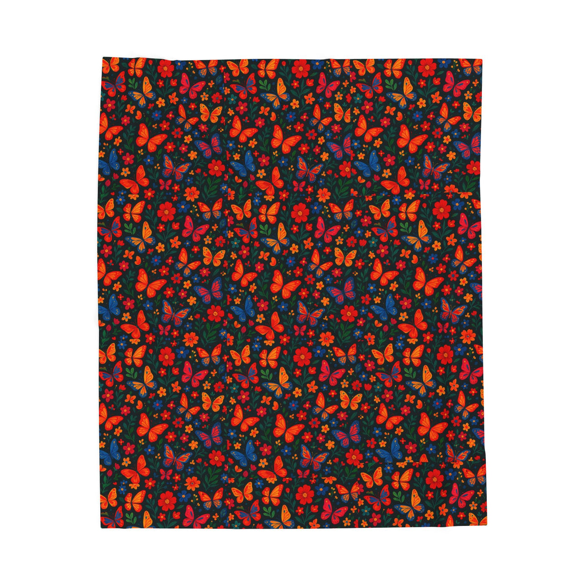 Autumn Butterflies Velveteen Plush Blanket | Fall Leaf Pattern, Cozy Throw Blanket, Fluttering Butterfly Bedding, Soft Autumn Lap Blanket,