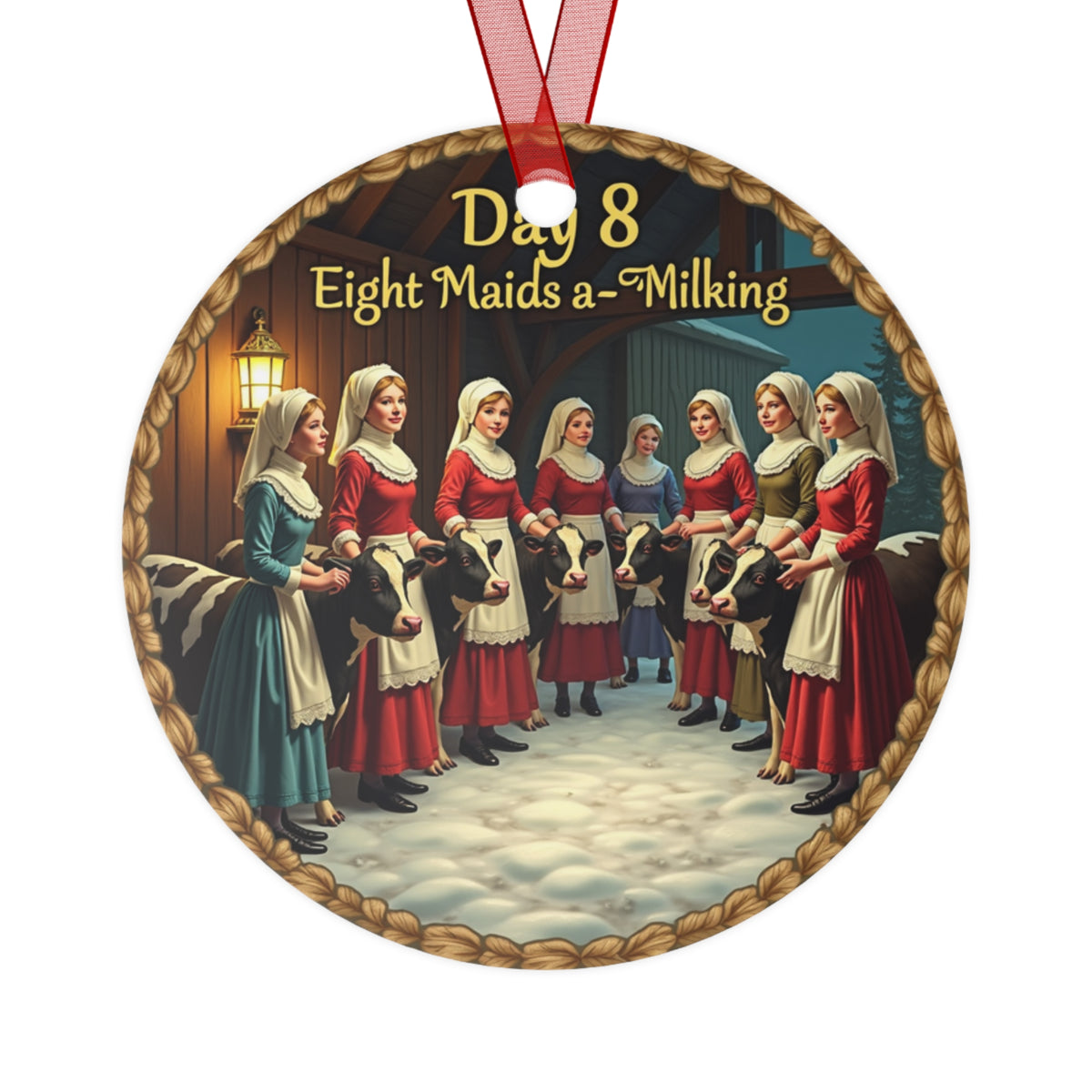 Metal Ornaments, Day 8: Eight Maids a-Milking Christmas Tree Decor, Holiday Gift, Festive Decoration, Unique Keepsake, Xmas Present