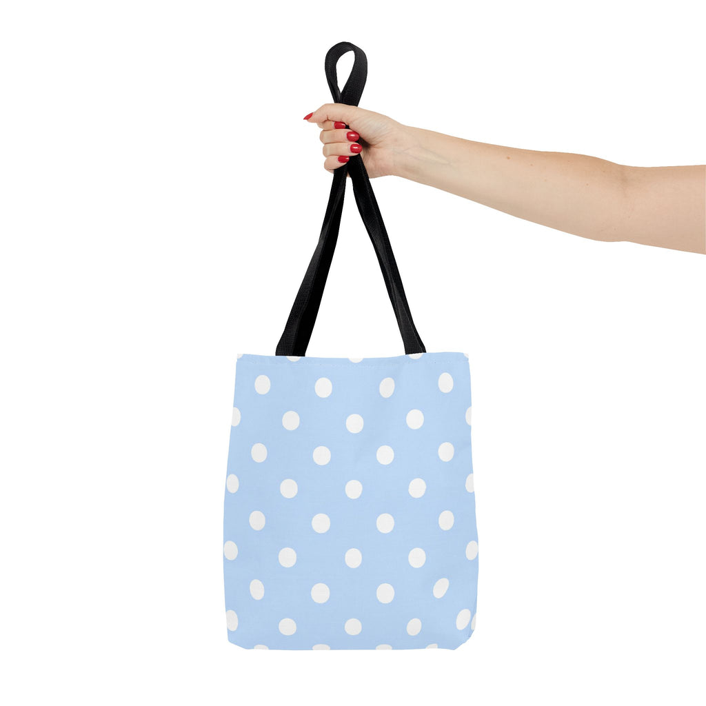 Light Blue with White Polka Dots on Baby Blue Tote