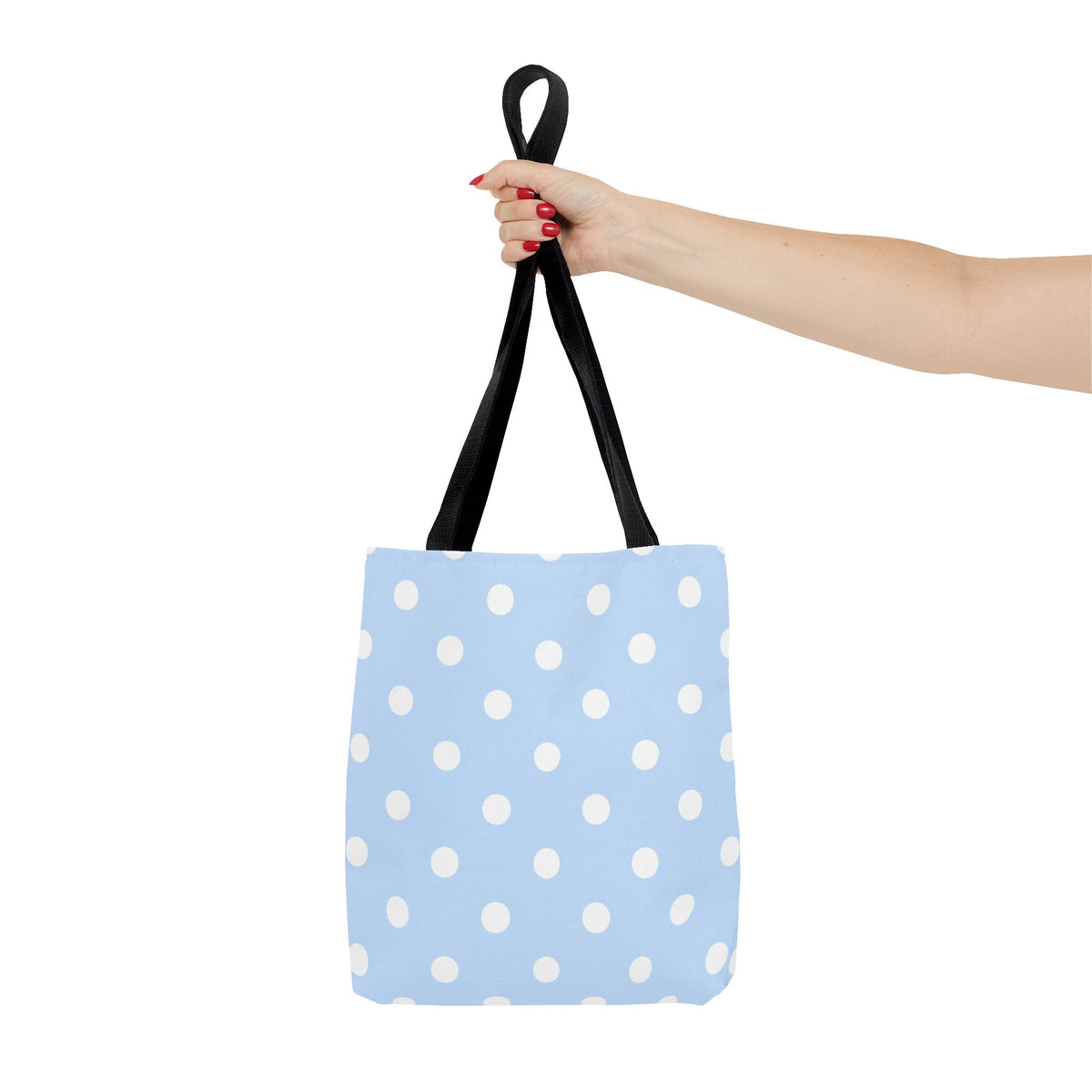 Light Blue with White Polka Dots on Baby Blue Tote