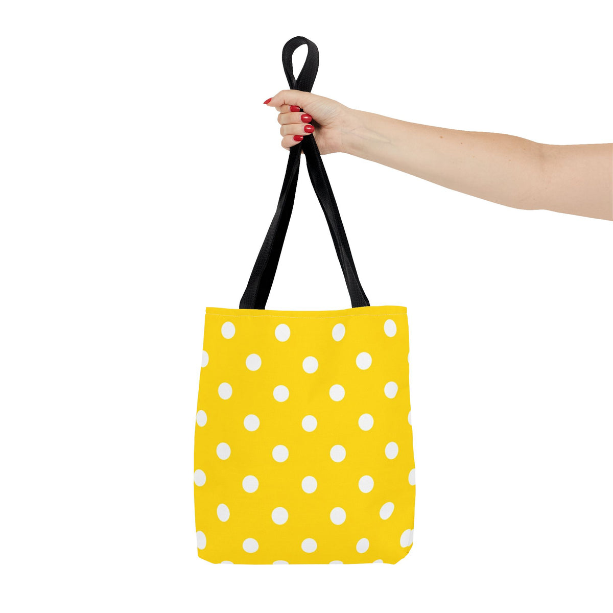 Yellow & White Polka Dot Yellow Tote Bag | All-Over Print